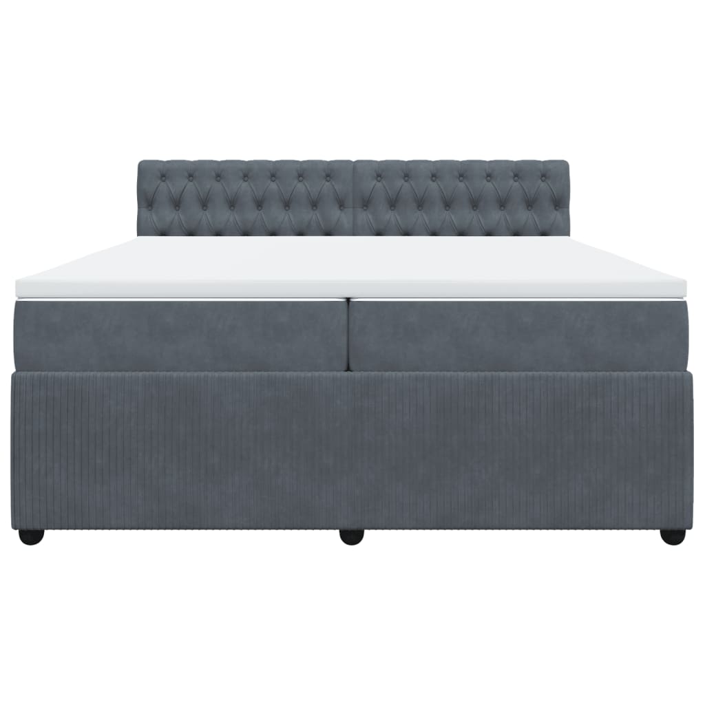 Boxspring met matras fluweel donkergrijs 200x200 cm