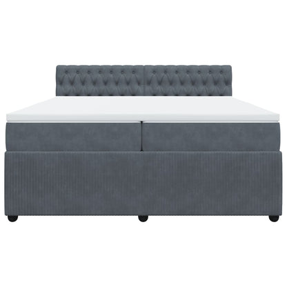 Boxspring met matras fluweel donkergrijs 200x200 cm