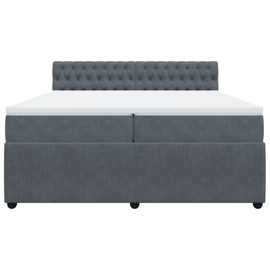 Boxspring met matras fluweel donkergrijs 200x200 cm