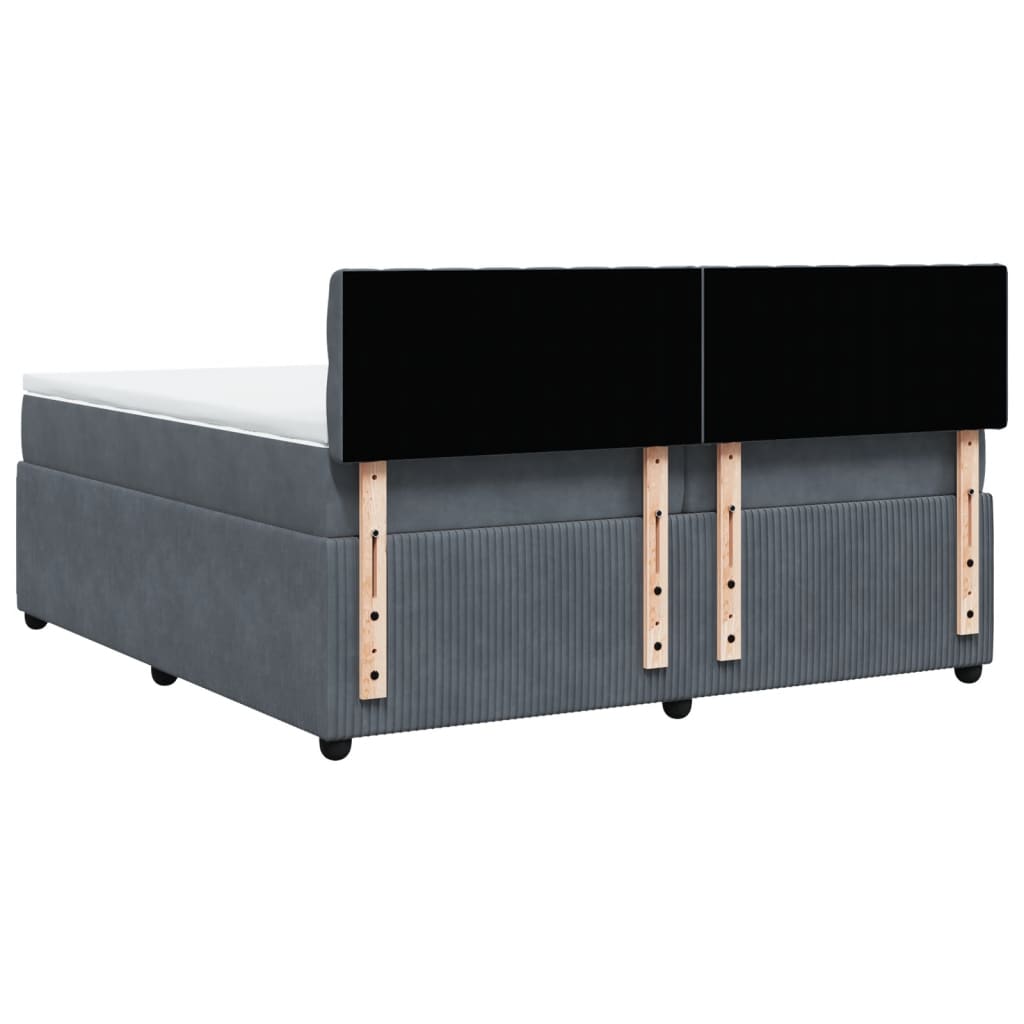 Boxspring met matras fluweel donkergrijs 200x200 cm