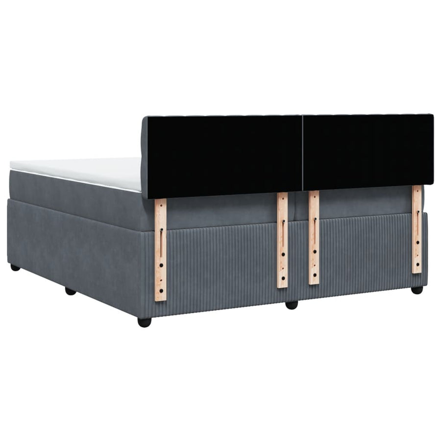 Boxspring met matras fluweel donkergrijs 200x200 cm