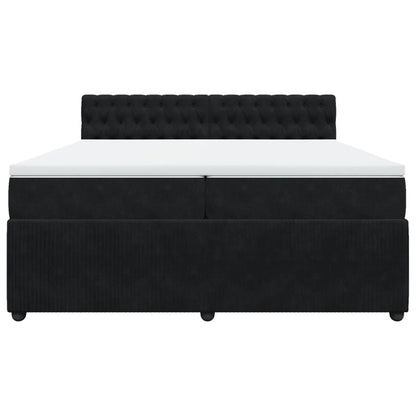Boxspring met matras fluweel zwart 200x200 cm