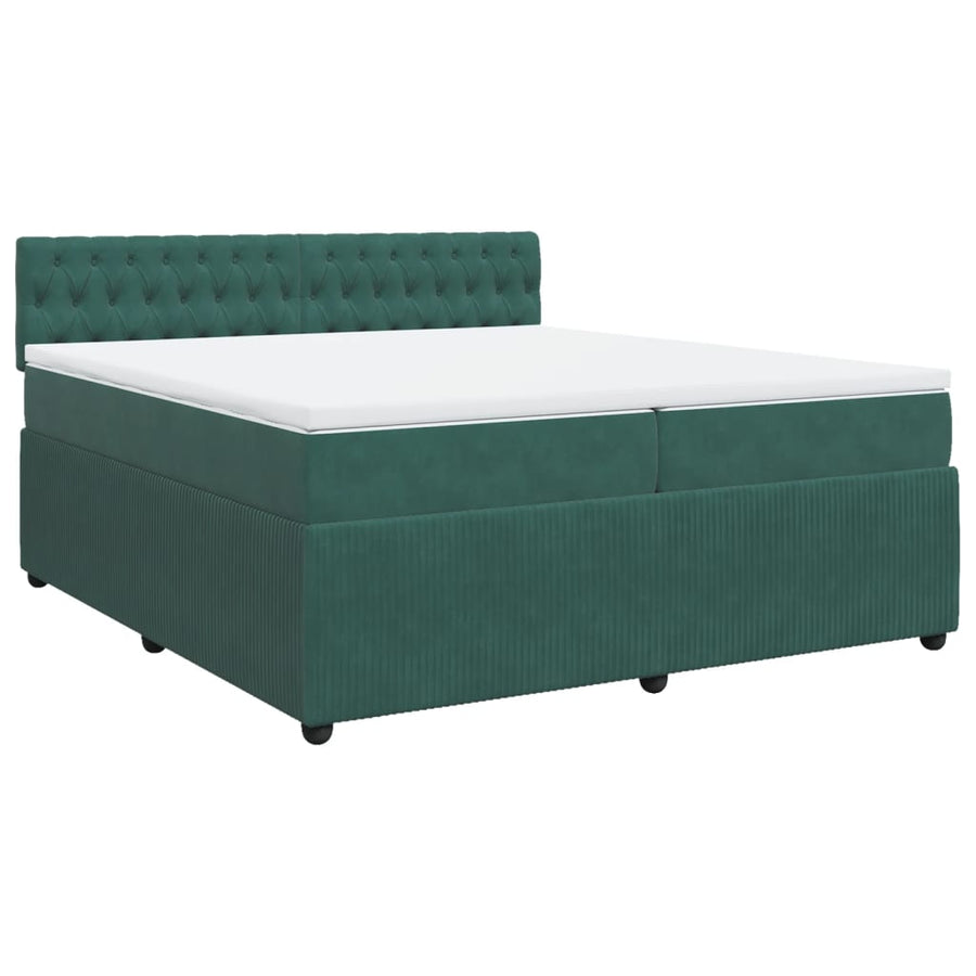 Boxspring met matras fluweel donkergroen 200x200 cm
