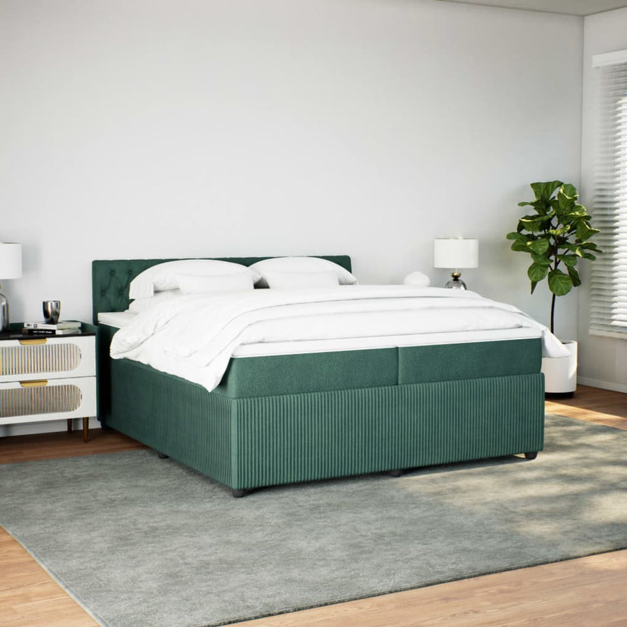 Boxspring met matras fluweel donkergroen 200x200 cm