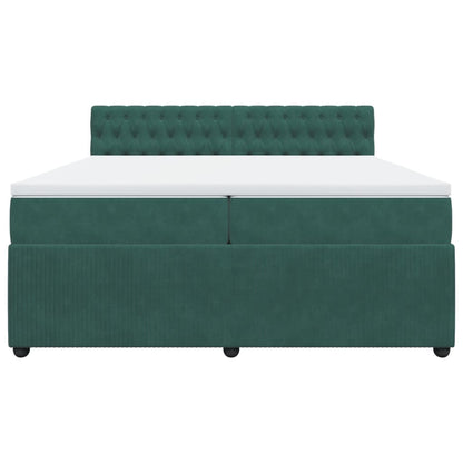 Boxspring met matras fluweel donkergroen 200x200 cm