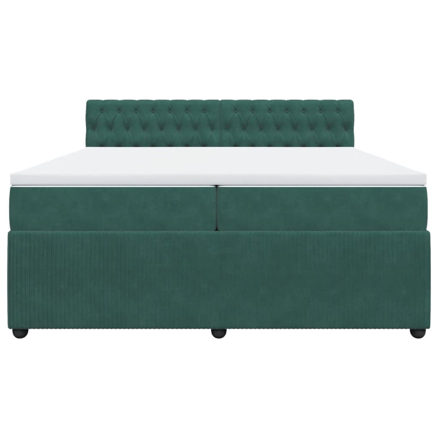 Boxspring met matras fluweel donkergroen 200x200 cm