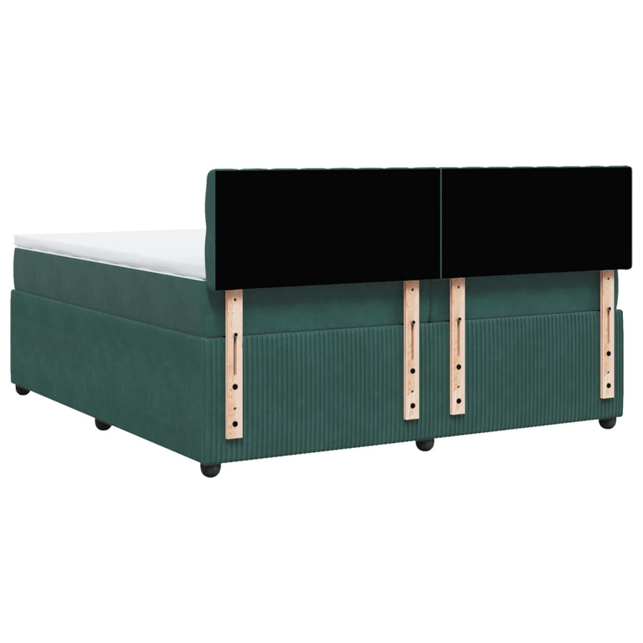 Boxspring met matras fluweel donkergroen 200x200 cm