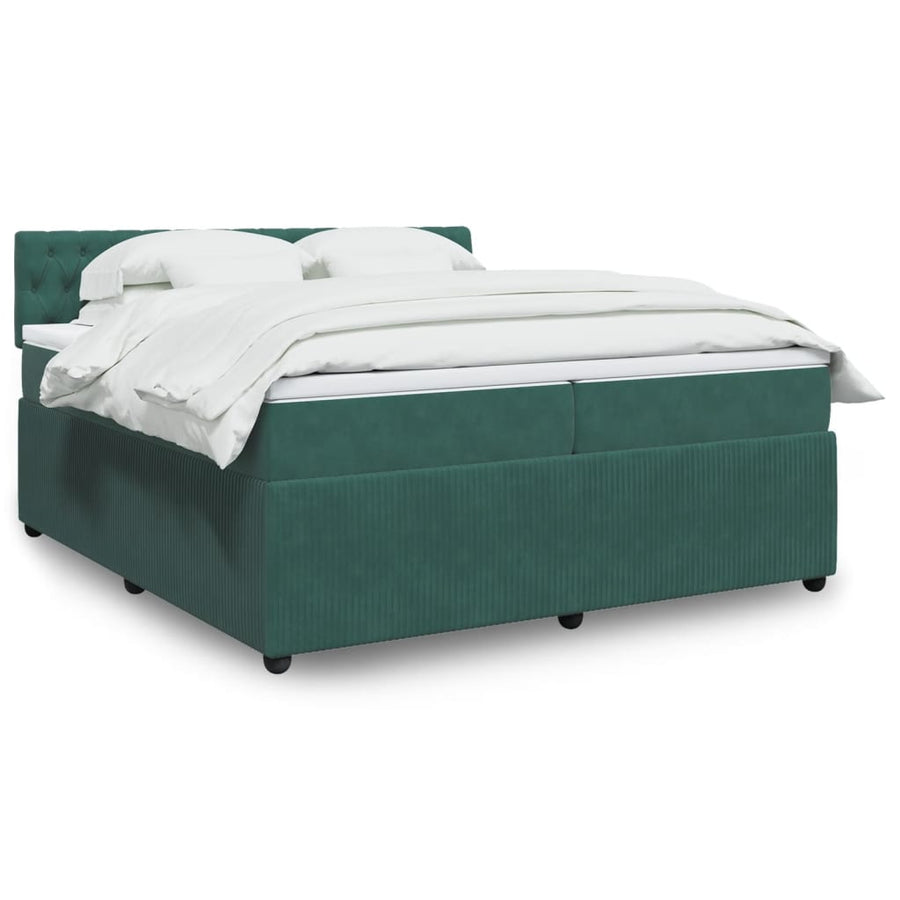 Boxspring met matras fluweel donkergroen 200x200 cm