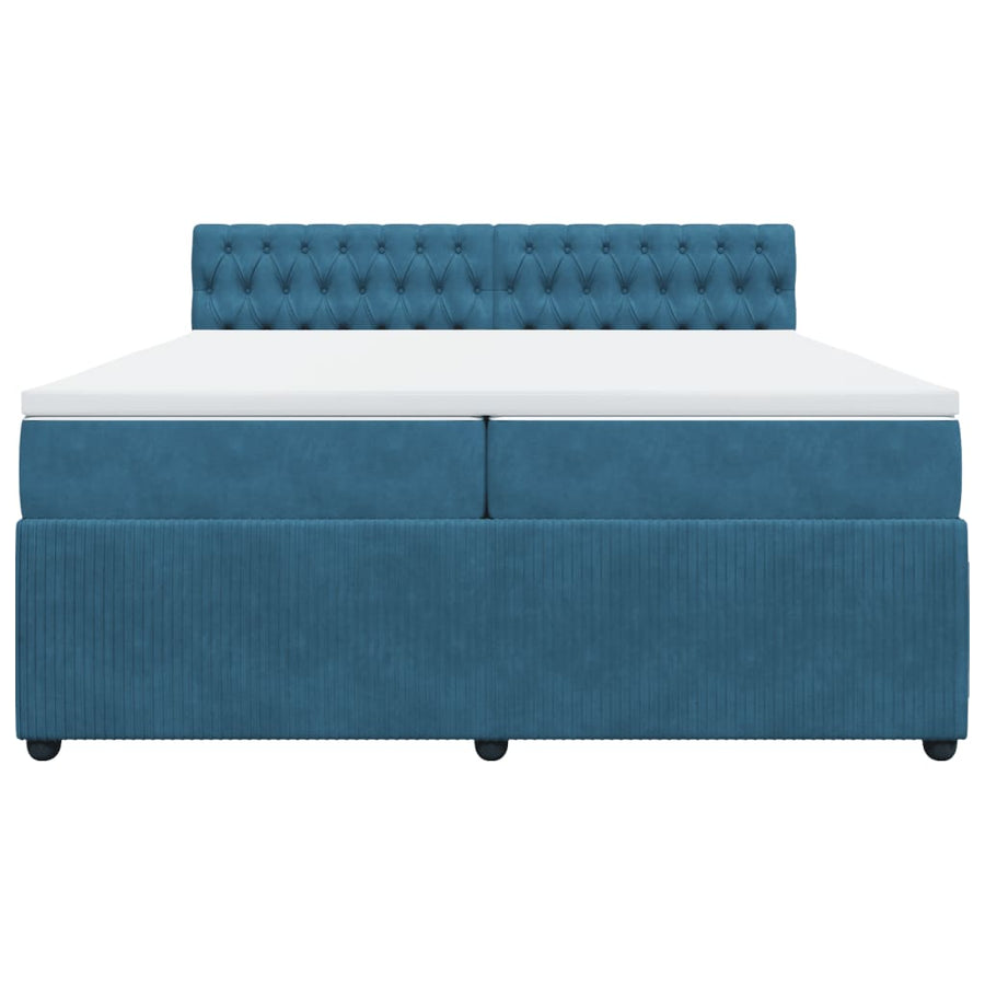 Boxspring met matras fluweel blauw 200x200 cm