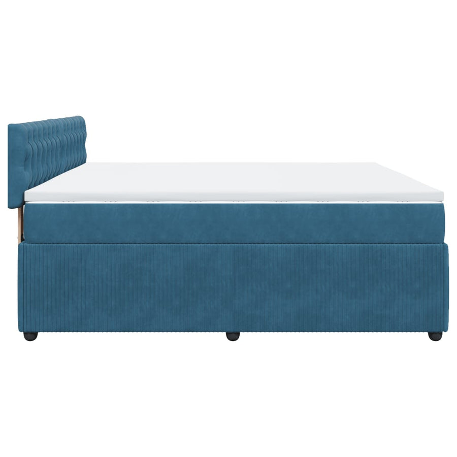 Boxspring met matras fluweel blauw 200x200 cm