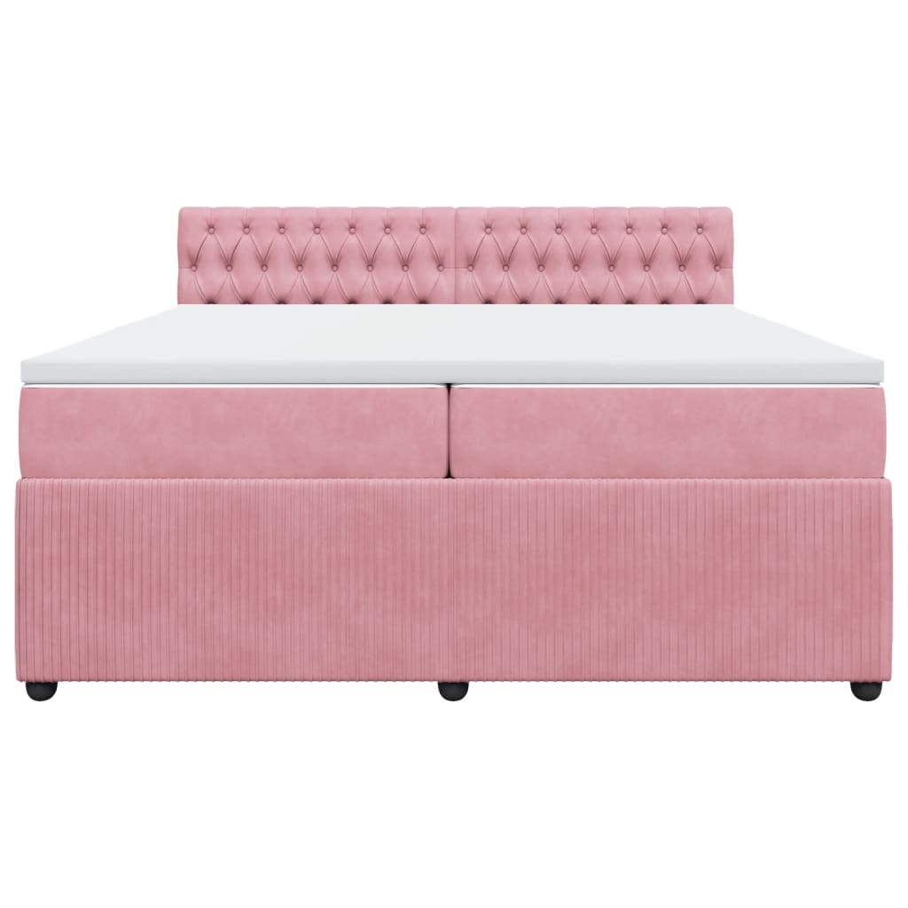 Boxspring met matras fluweel roze 200x200 cm