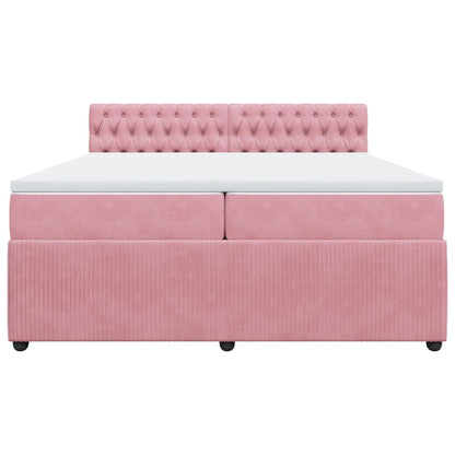 Boxspring met matras fluweel roze 200x200 cm
