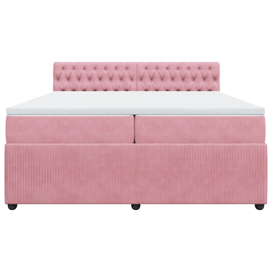 Boxspring met matras fluweel roze 200x200 cm