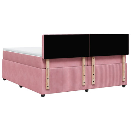 Boxspring met matras fluweel roze 200x200 cm