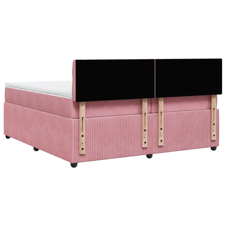 Boxspring met matras fluweel roze 200x200 cm