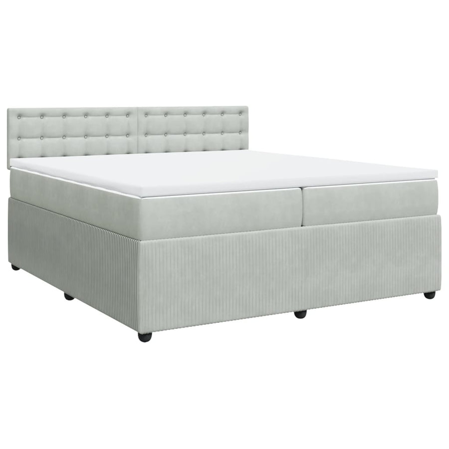 Boxspring met matras fluweel lichtgrijs 200x200 cm