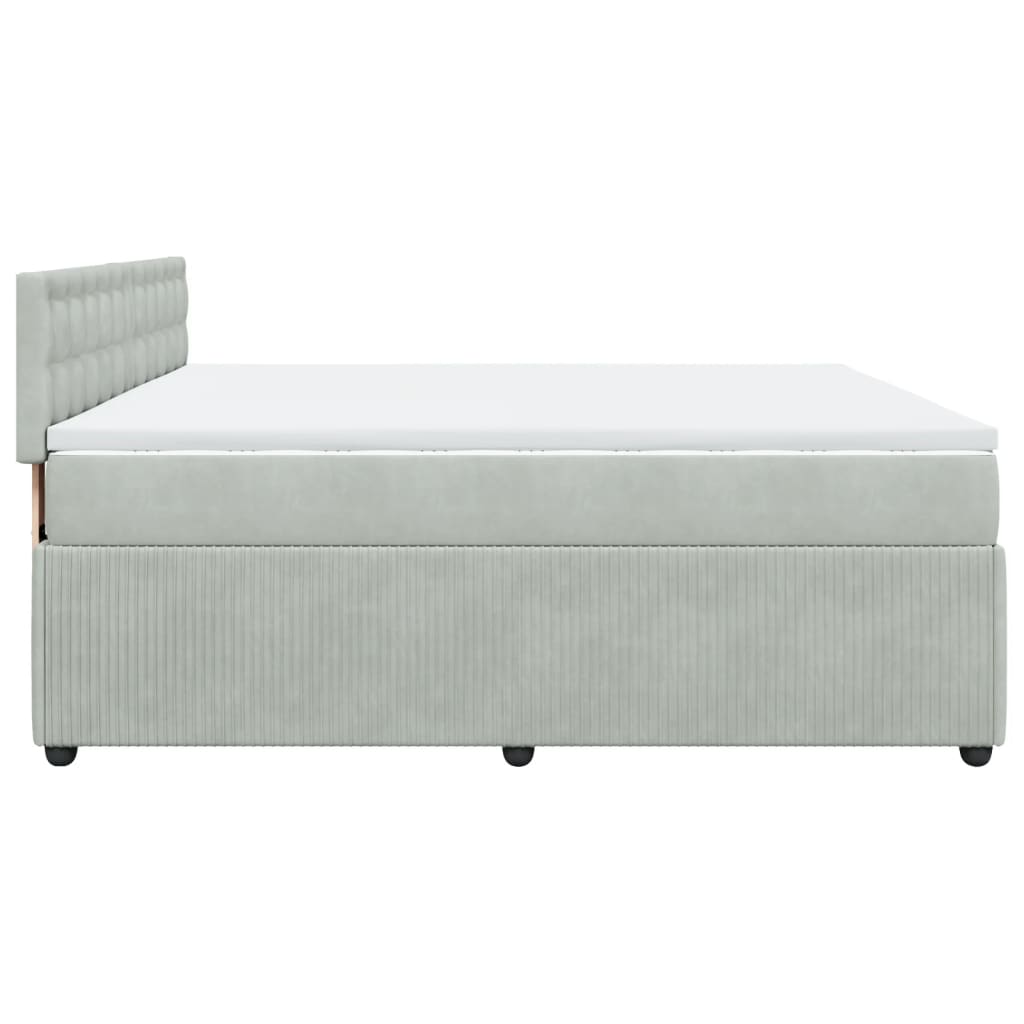 Boxspring met matras fluweel lichtgrijs 200x200 cm