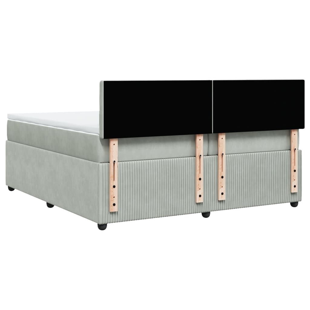 Boxspring met matras fluweel lichtgrijs 200x200 cm