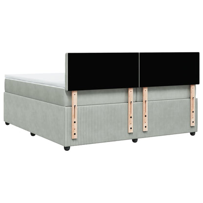 Boxspring met matras fluweel lichtgrijs 200x200 cm