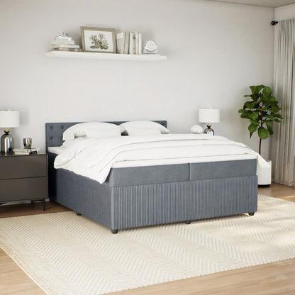 Boxspring met matras fluweel donkergrijs 200x200 cm