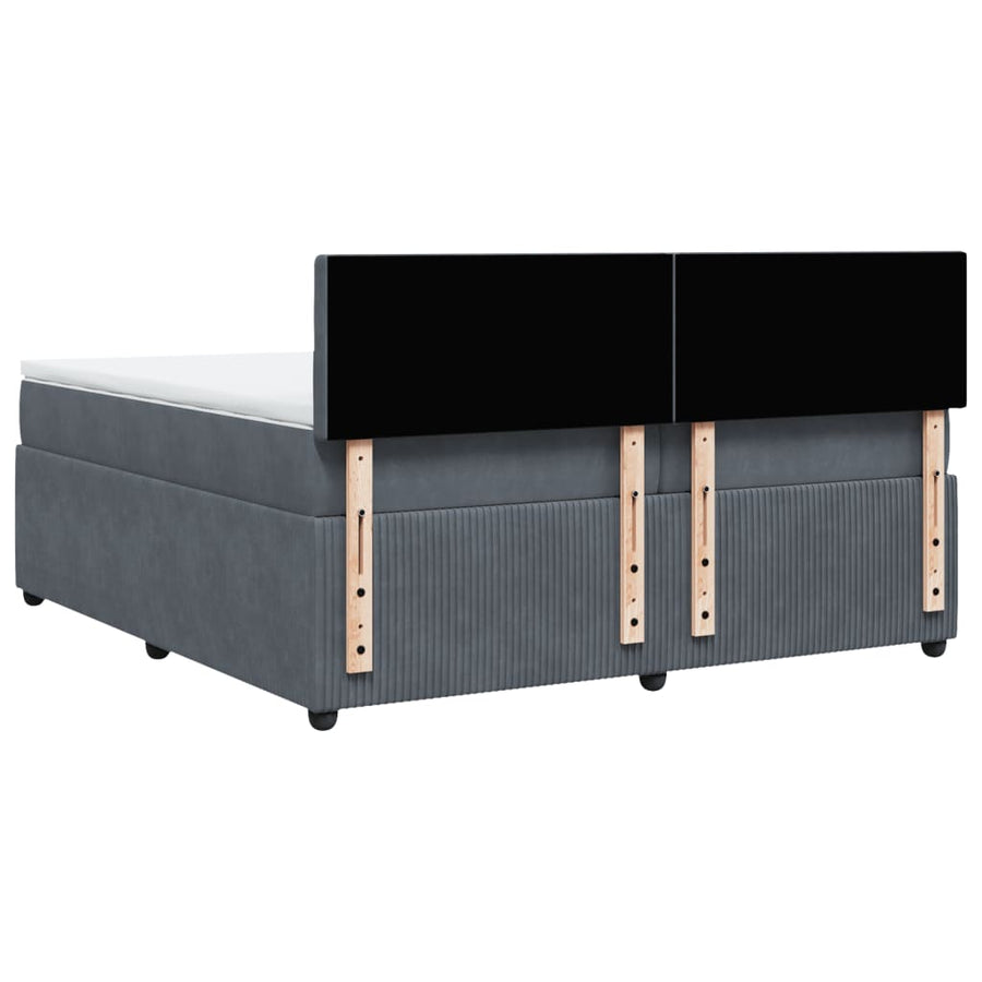 Boxspring met matras fluweel donkergrijs 200x200 cm