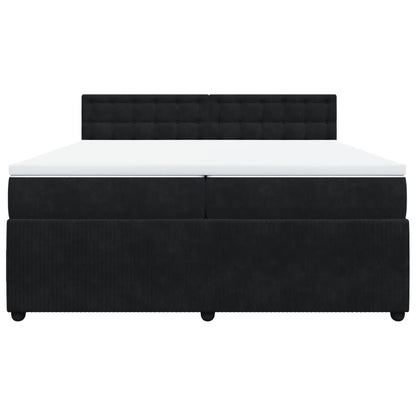 Boxspring met matras fluweel zwart 200x200 cm