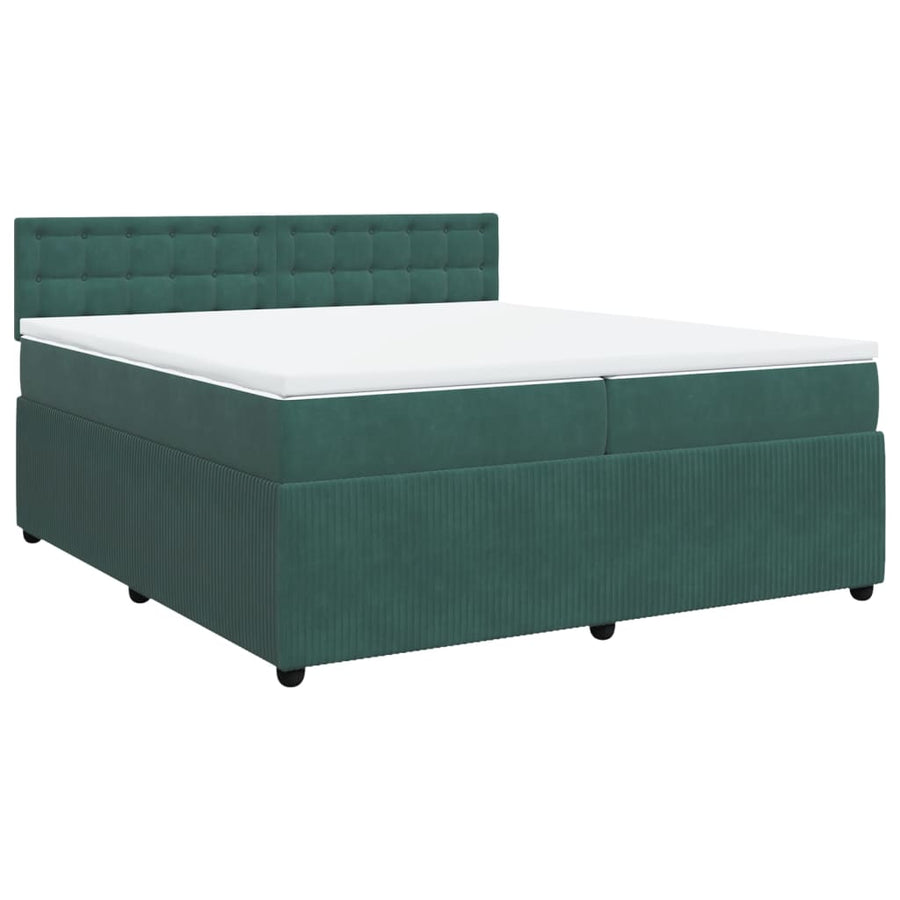 Boxspring met matras fluweel donkergroen 200x200 cm