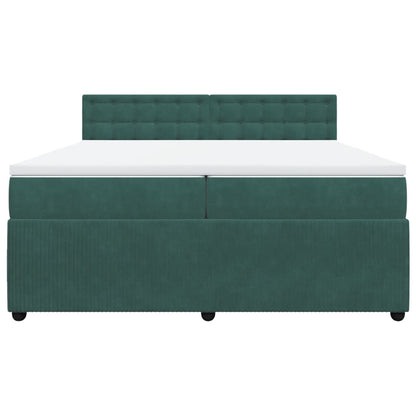 Boxspring met matras fluweel donkergroen 200x200 cm