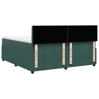 Boxspring met matras fluweel donkergroen 200x200 cm