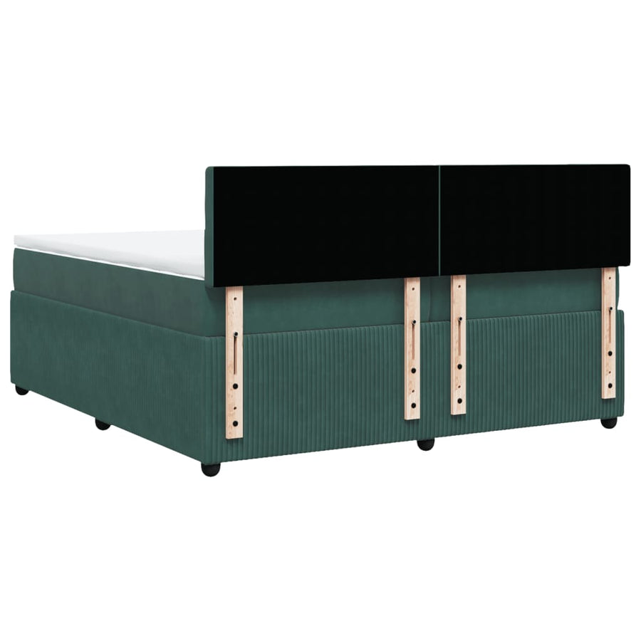 Boxspring met matras fluweel donkergroen 200x200 cm