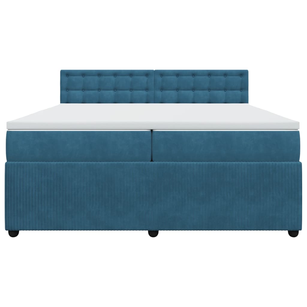 Boxspring met matras fluweel blauw 200x200 cm
