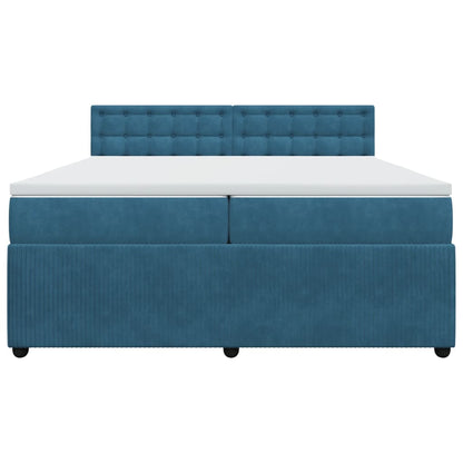 Boxspring met matras fluweel blauw 200x200 cm