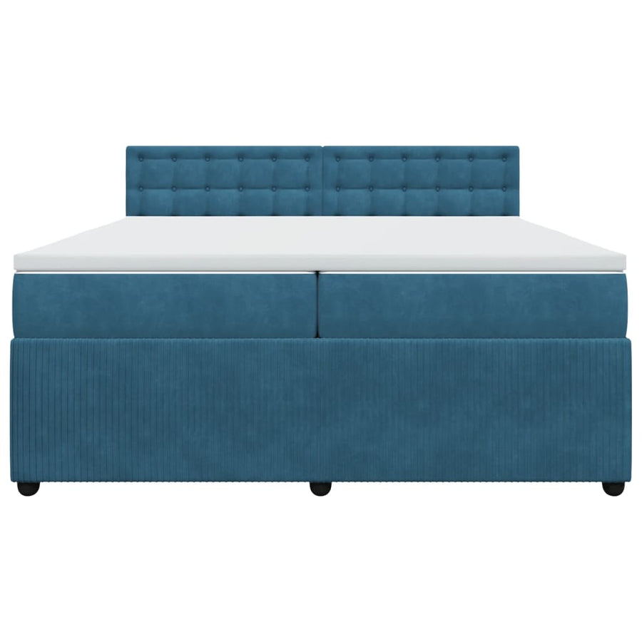 Boxspring met matras fluweel blauw 200x200 cm