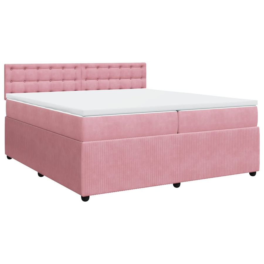 Boxspring met matras fluweel roze 200x200 cm