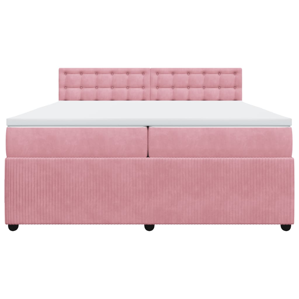 Boxspring met matras fluweel roze 200x200 cm