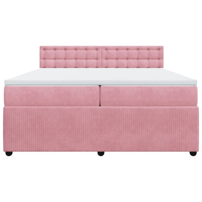 Boxspring met matras fluweel roze 200x200 cm