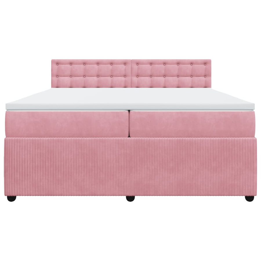 Boxspring met matras fluweel roze 200x200 cm