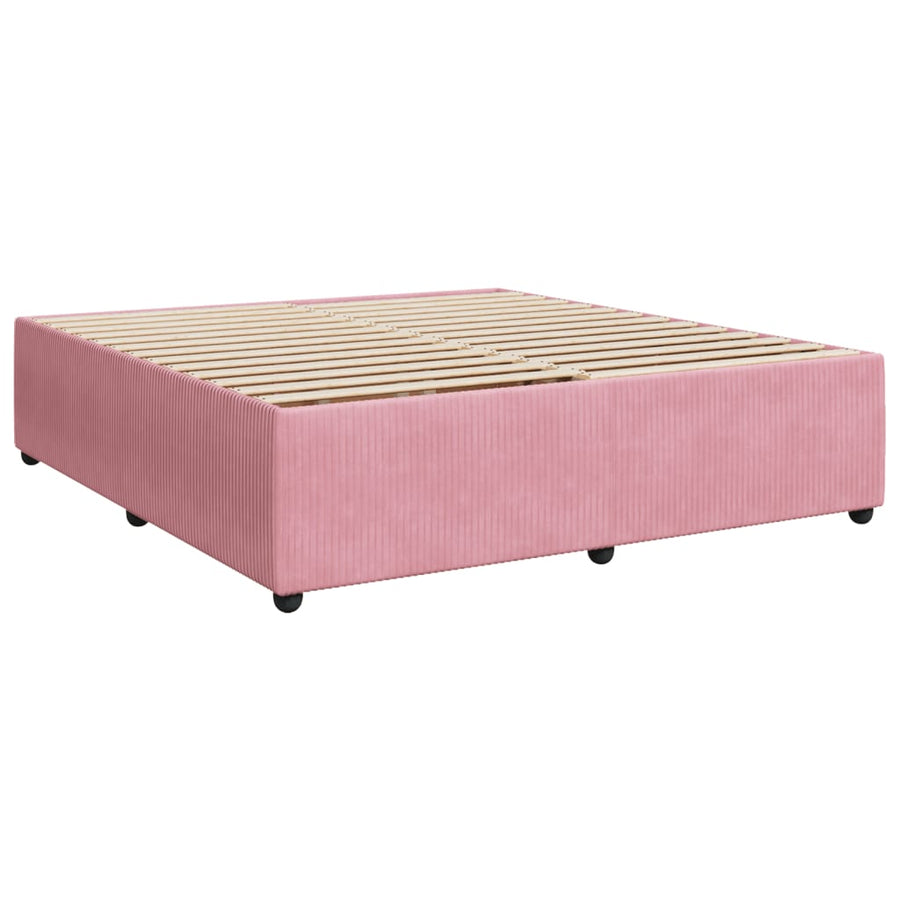 Boxspring met matras fluweel roze 200x200 cm