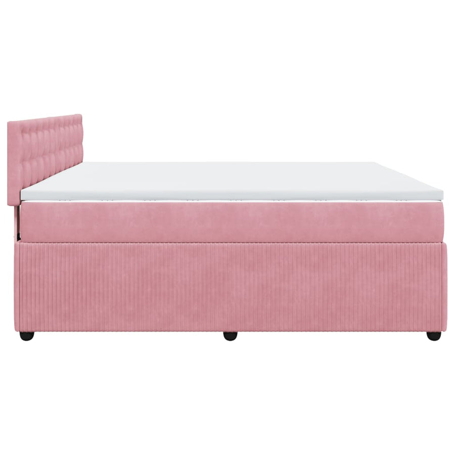 Boxspring met matras fluweel roze 200x200 cm