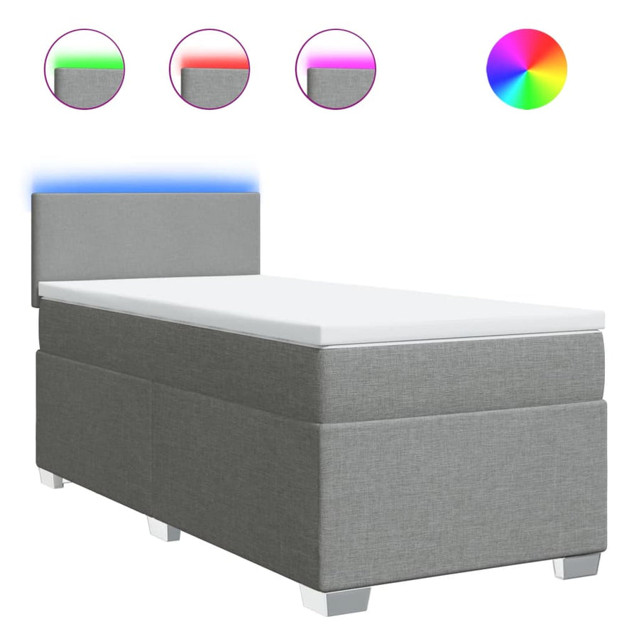 Boxspring met matras stof lichtgrijs 80x200 cm