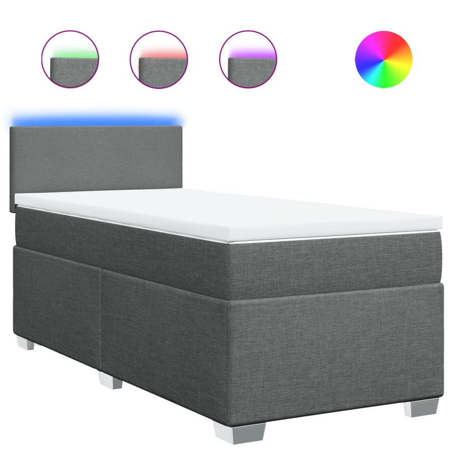 Boxspring met matras stof donkergrijs 80x200 cm