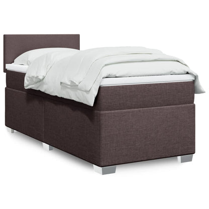 Boxspring met matras stof donkerbruin 80x200 cm