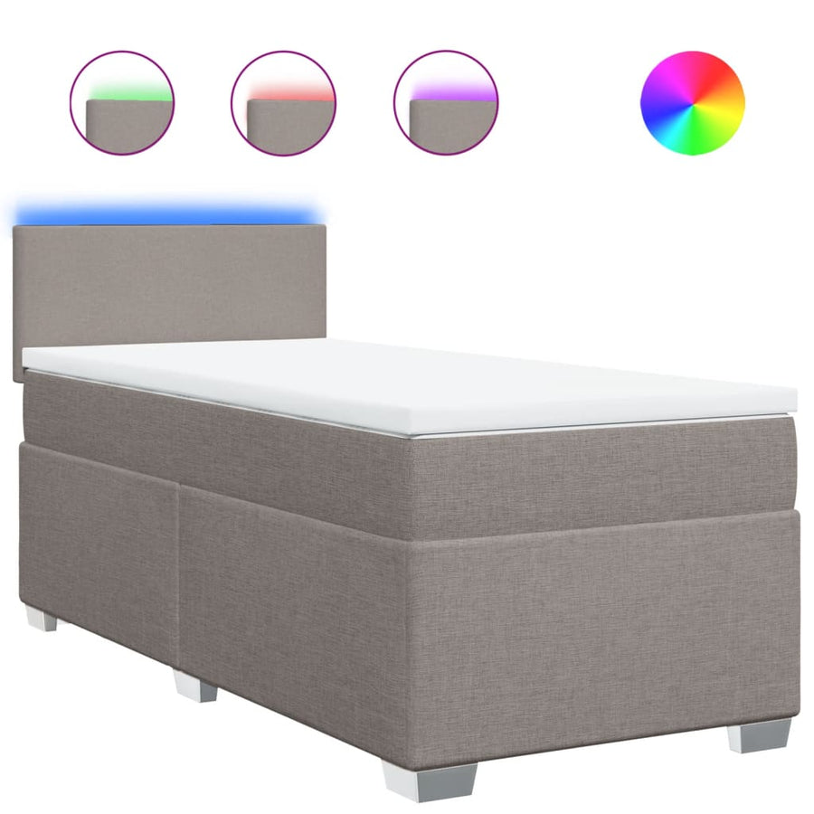 Boxspring met matras stof taupe 80x200 cm