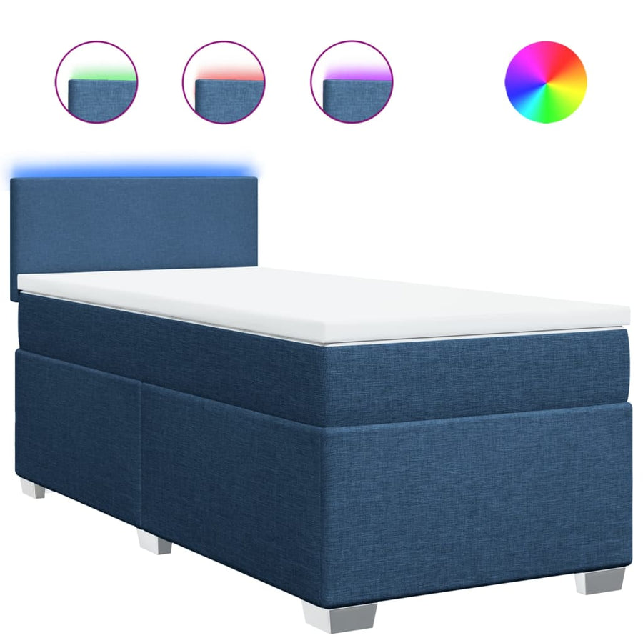 Boxspring met matras stof blauw 80x200 cm