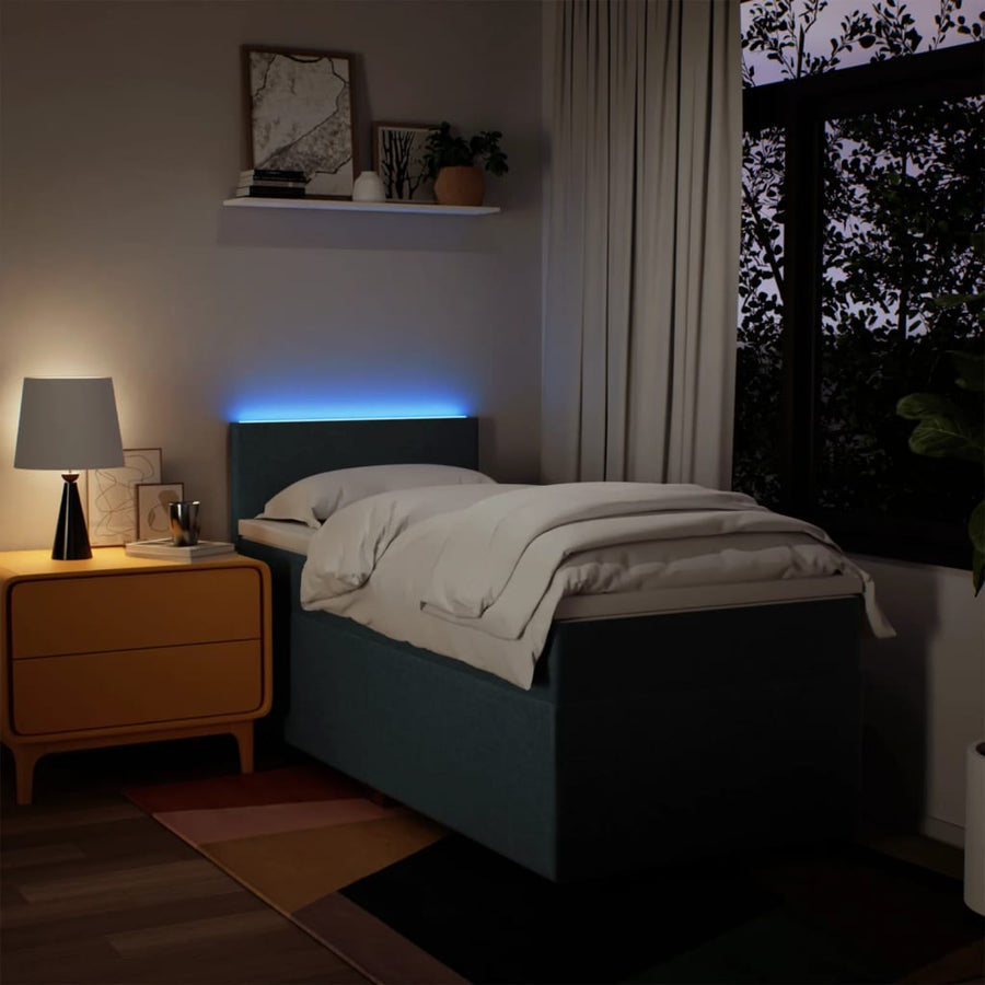 Boxspring met matras stof blauw 80x200 cm