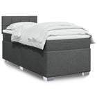 Box spring with dark grey fabric mattress 80x200 cm
