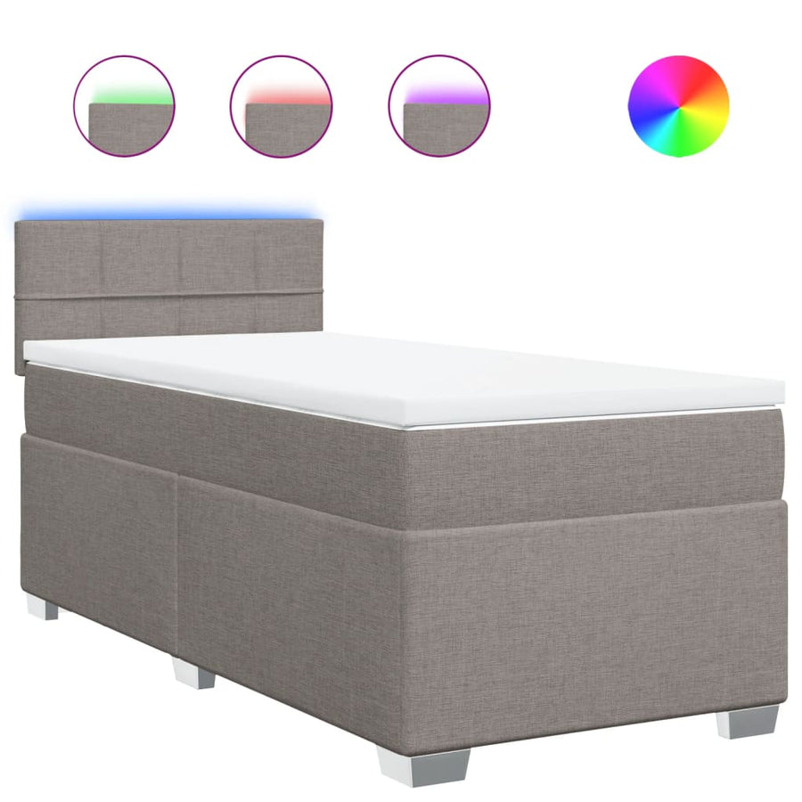 Boxspring met matras stof taupe 80x200 cm