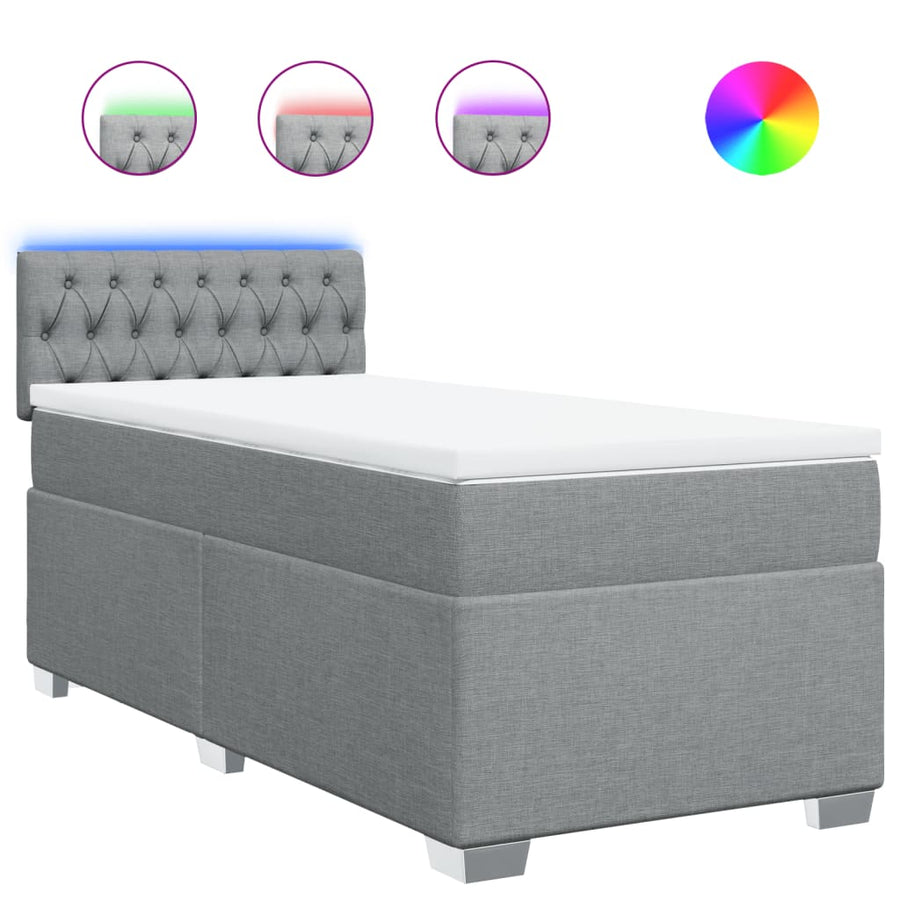 Boxspring met matras stof lichtgrijs 80x200 cm