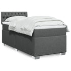 Box spring with dark grey fabric mattress 80x200 cm
