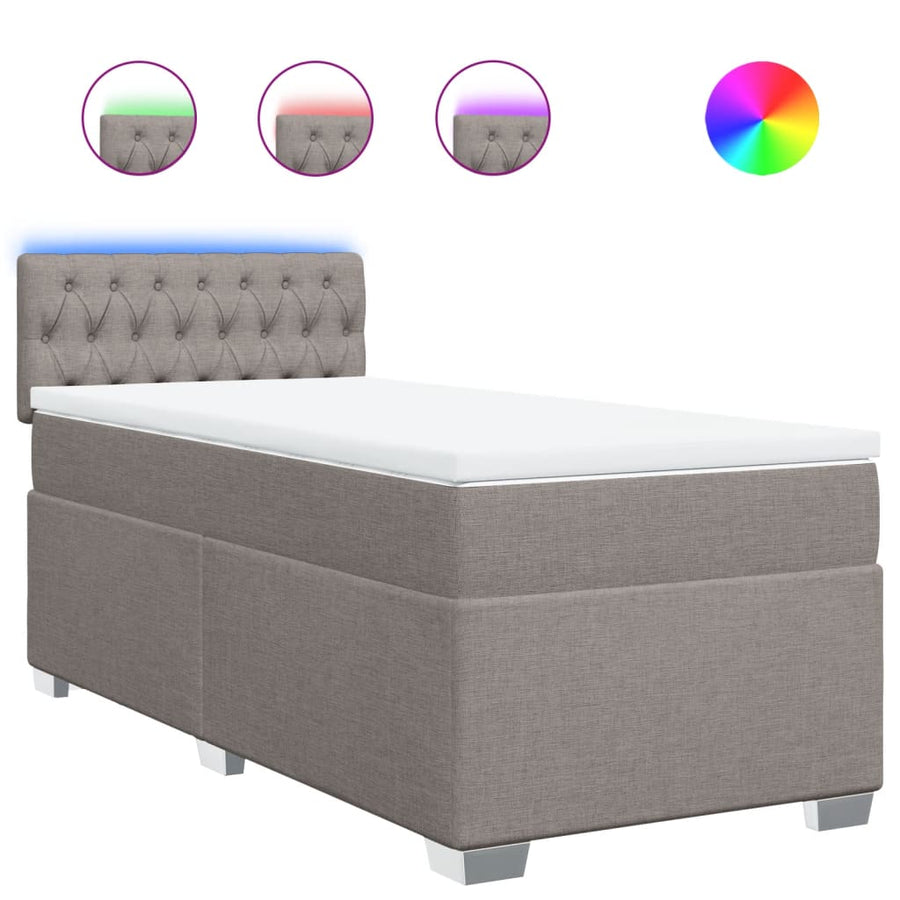 Boxspring met matras stof taupe 80x200 cm